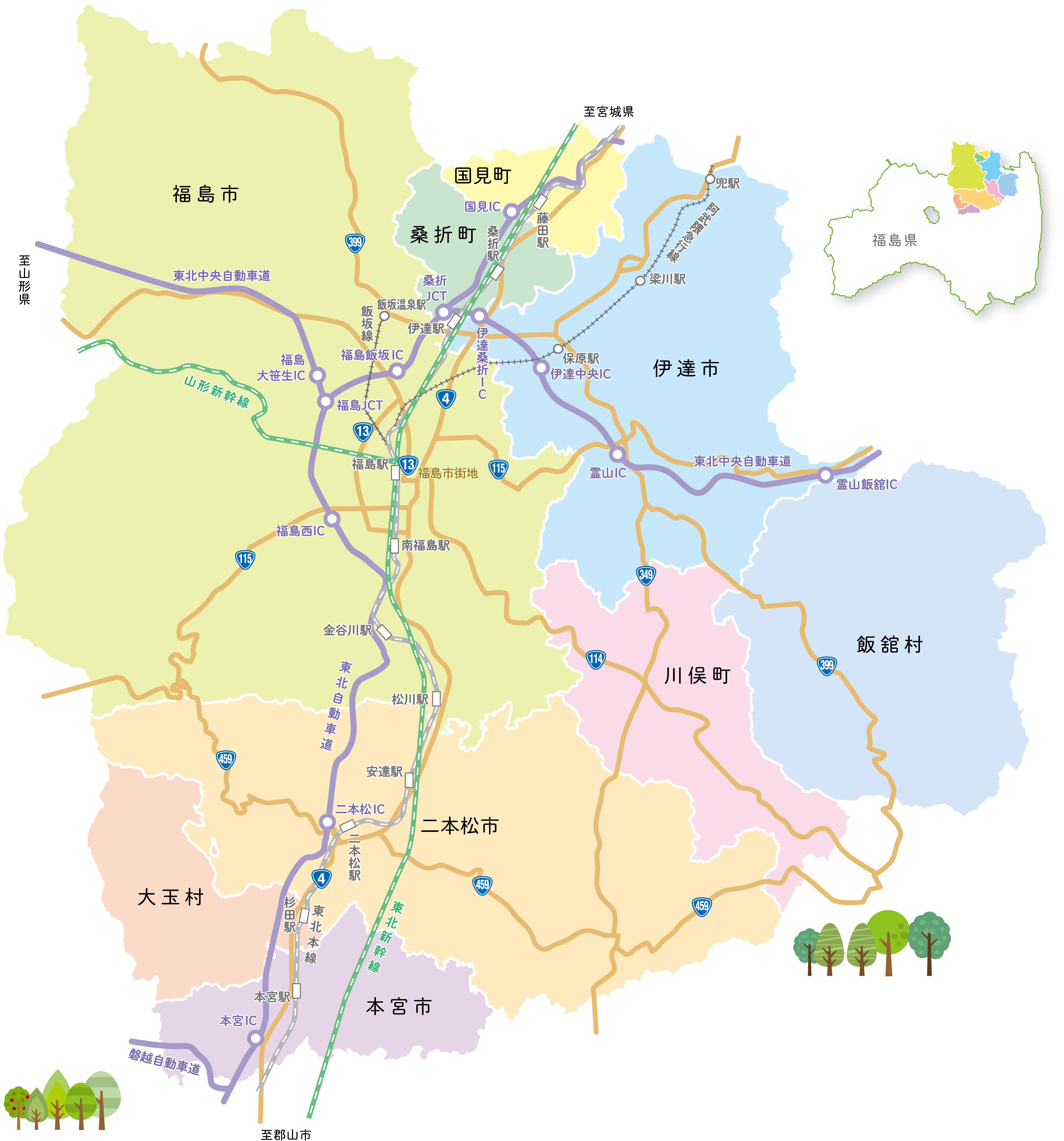 福島県北部地図